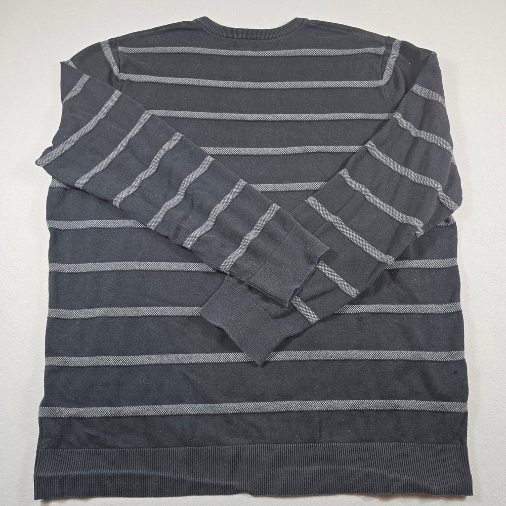 Goodfellow Mens 3XB Tall Black Striped Crewneck Sweater 100% Cotton Long Sleeve - Picture 4 of 8